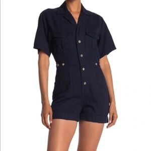 A.L.C. Penny Utility romper‎ Navy blue Size 2 cotton linen tencel lyocell blend